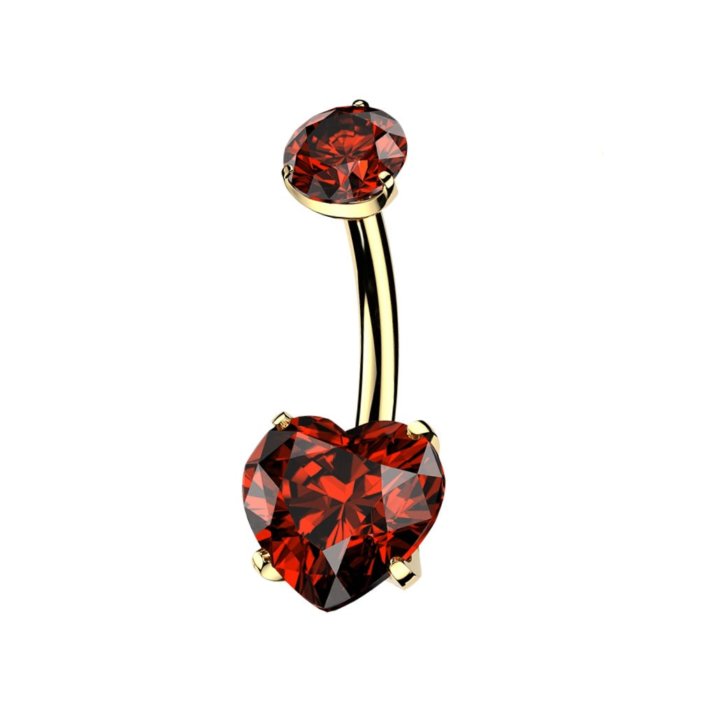 Piercing del ombligo oro 24 quilates corazón