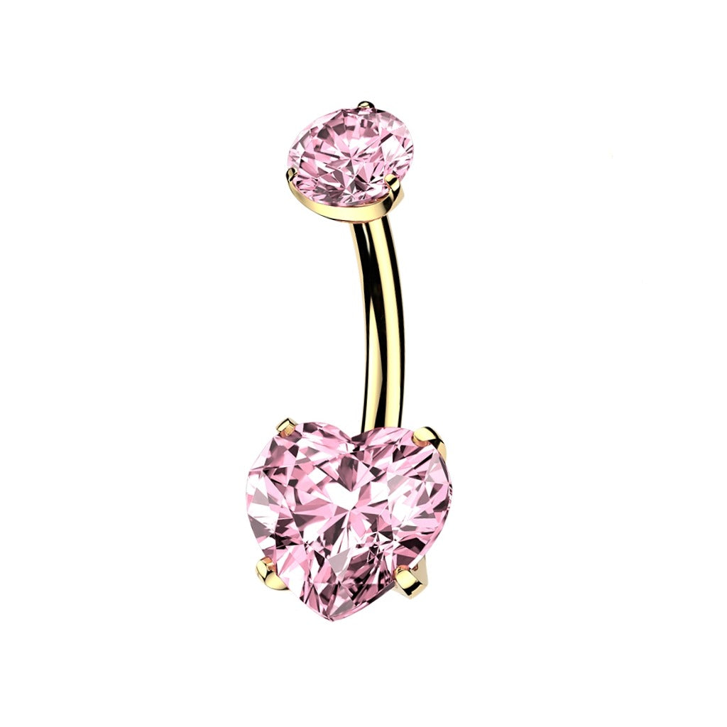 Piercing del ombligo oro 24 quilates corazón