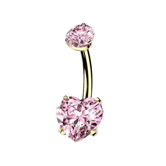 Piercing del ombligo oro 24 quilates corazón