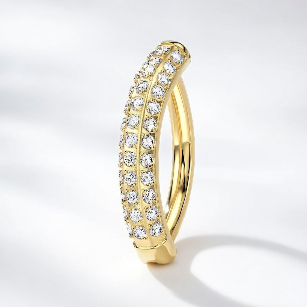 Piercing para ombligo de titanio tres líneas CZ