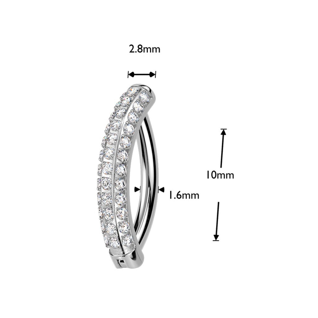 Piercing para ombligo de titanio tres líneas CZ