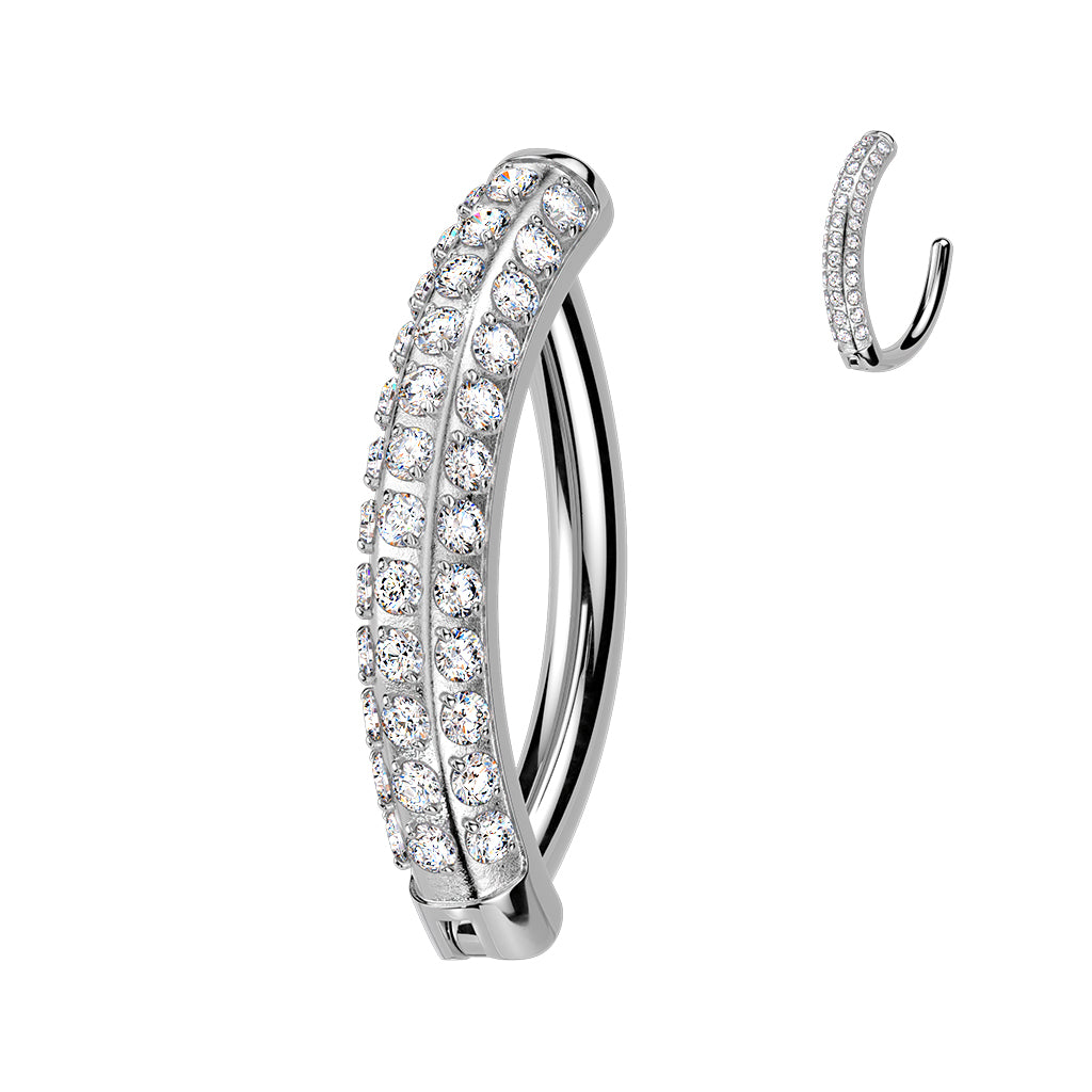 Piercing para ombligo de titanio tres líneas CZ