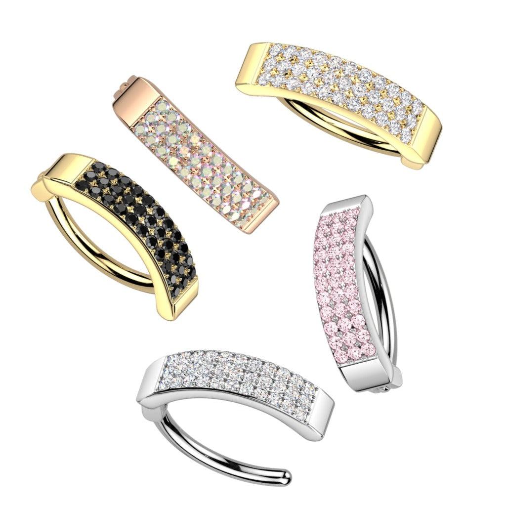 Piercing para el ombligo con tres líneas cz tipo aro