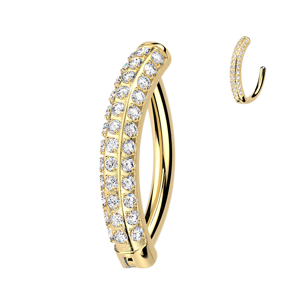 Piercing para ombligo de titanio tres líneas CZ