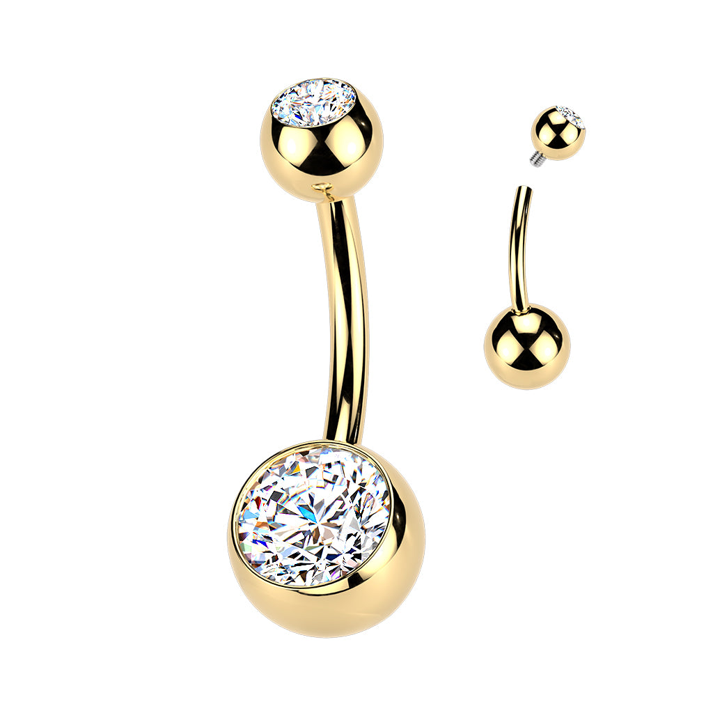 Piercing para ombligo de titanio baño de oro 24k
