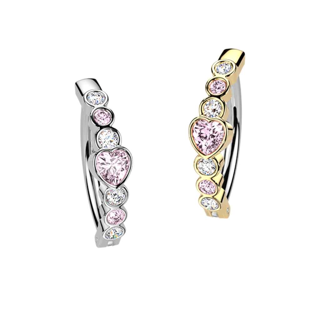 Piercing ombligo aro de acero con corazones