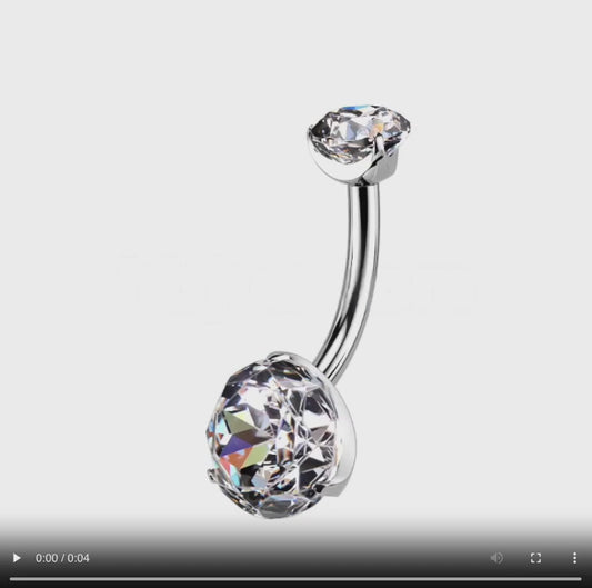 Piercing para ombligo de titanio cristal con talla rosa 24K